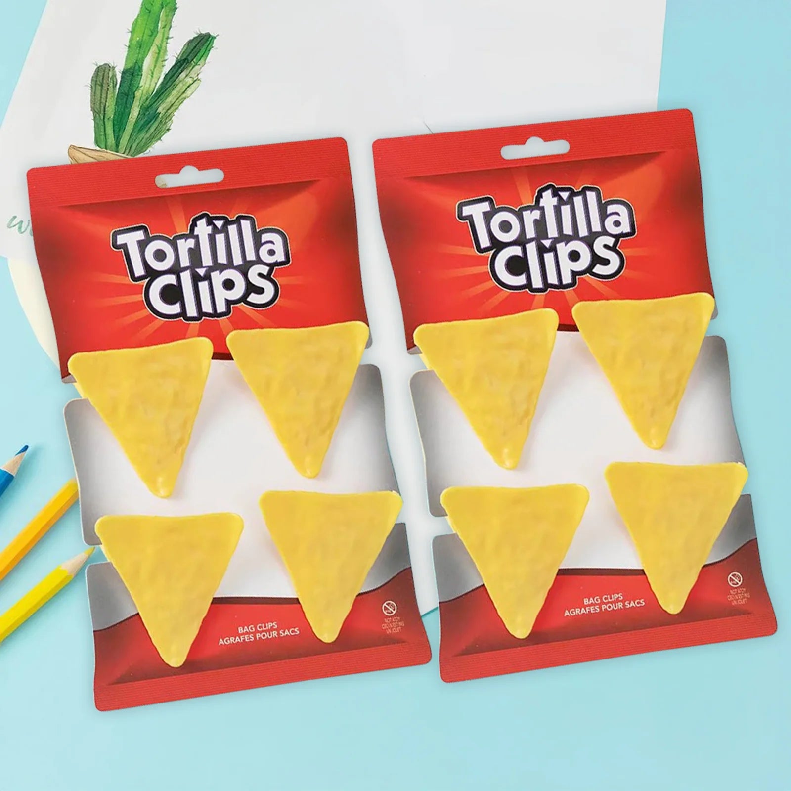 4PCS Chip-Shaped Food Bag Clip Versatile Fresh-Keeping Sealed Clip for Snack Bags Bills Documents Durable Fun Kitchen Organizers