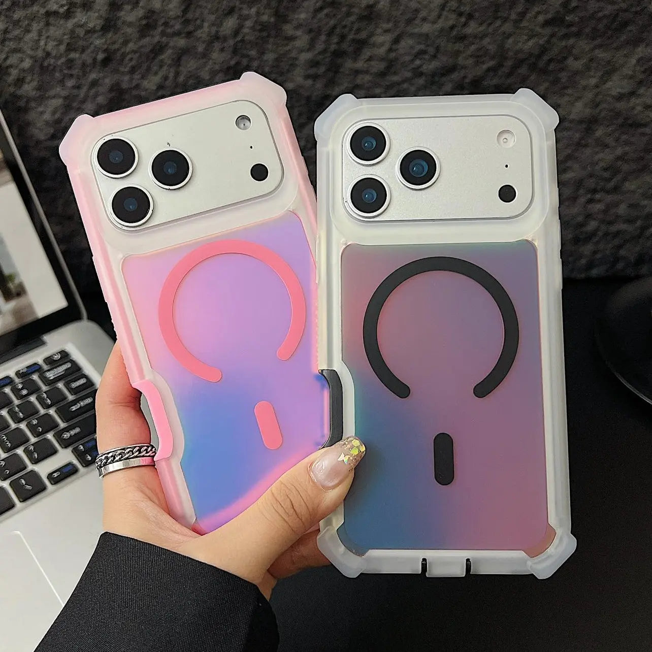 Elevate Your Style with the HOTSIAD Iridescent Laser Fluorescent Phone Case - Shockproof, Anti-Slip, and MagSafe Compatible for iPhone 17, 16 Pro Max, 15, 14, 13 Pro Max