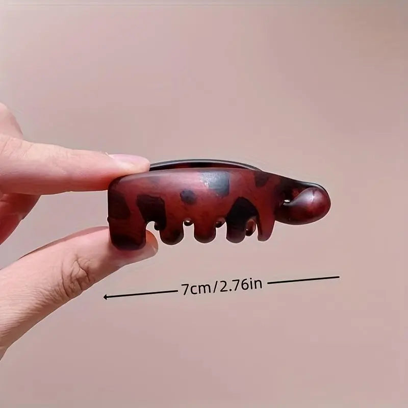 Elevate Your Style with Our Women's 4 Non-Slip Banana Hair Clips - Vintage Oval Leopard Print, Amber & Black - Perfect for Chic Ponytails and Elegant Buns