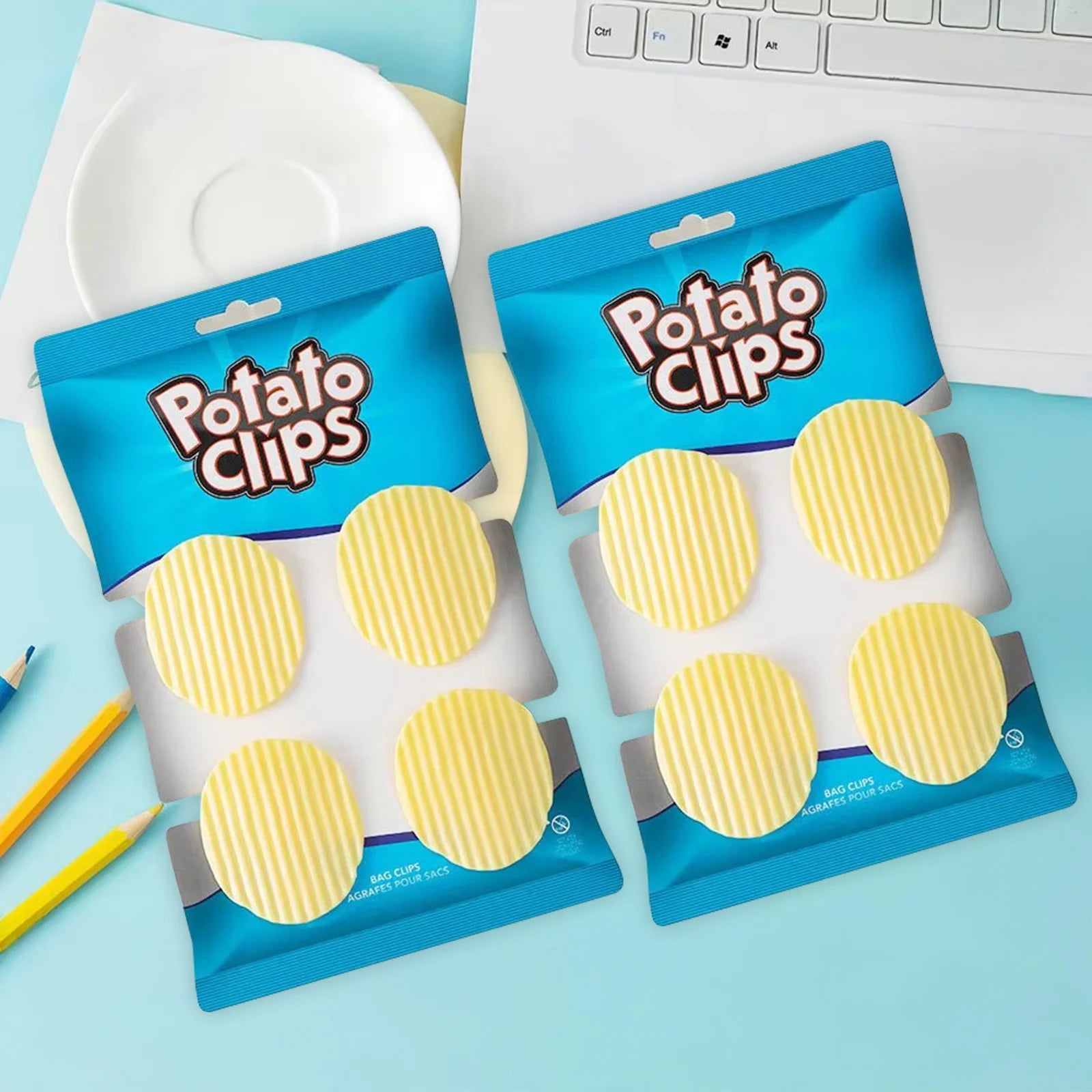 4PCS Chip-Shaped Food Bag Clip Versatile Fresh-Keeping Sealed Clip for Snack Bags Bills Documents Durable Fun Kitchen Organizers