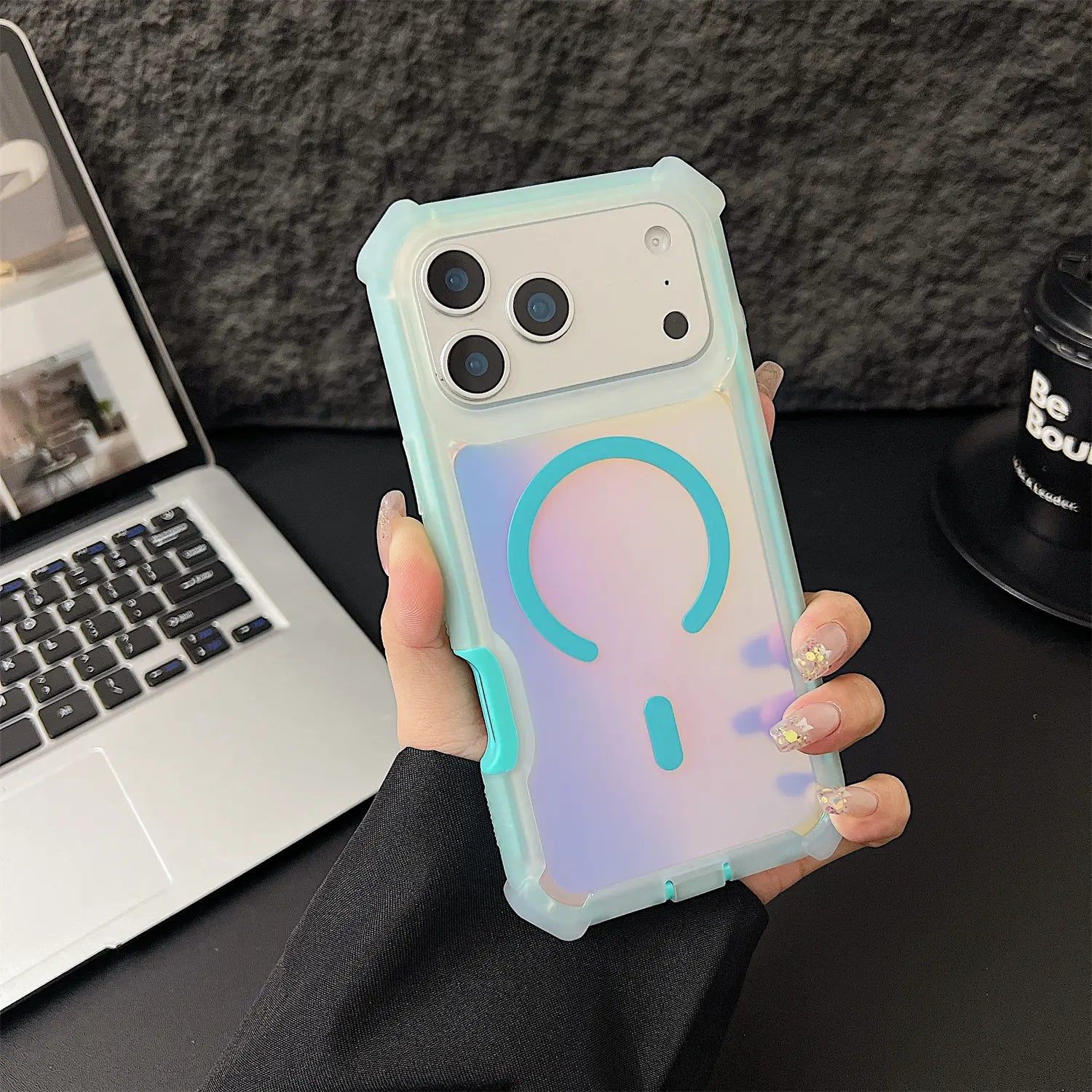 Elevate Your Style with the HOTSIAD Iridescent Laser Fluorescent Phone Case - Shockproof, Anti-Slip, and MagSafe Compatible for iPhone 17, 16 Pro Max, 15, 14, 13 Pro Max