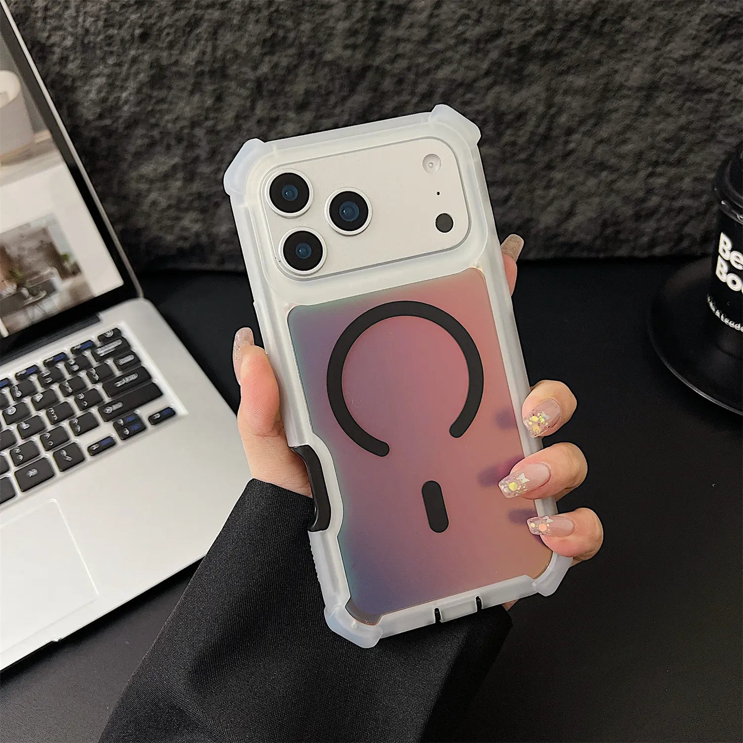Elevate Your Style with the HOTSIAD Iridescent Laser Fluorescent Phone Case - Shockproof, Anti-Slip, and MagSafe Compatible for iPhone 17, 16 Pro Max, 15, 14, 13 Pro Max