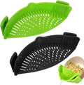 Clip on Strainer for Pots Pan Pasta Strainer, Silicone Food Strainer Hands-Free Pan Strainer, Clip-On Kitchen Food Strainer for Spaghetti, Pasta, Ground Beef Fits All Bowls and Pots (2P)