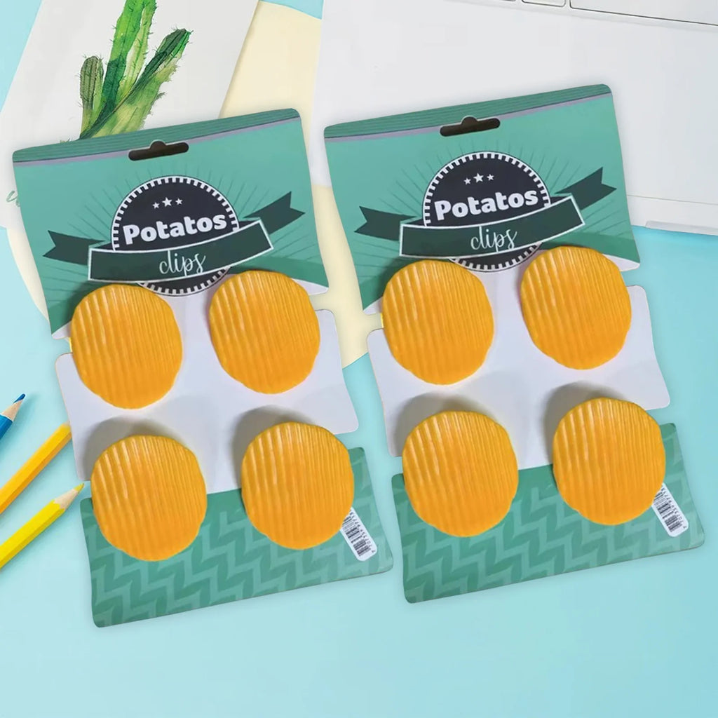 4PCS Chip-Shaped Food Bag Clip Versatile Fresh-Keeping Sealed Clip for Snack Bags Bills Documents Durable Fun Kitchen Organizers