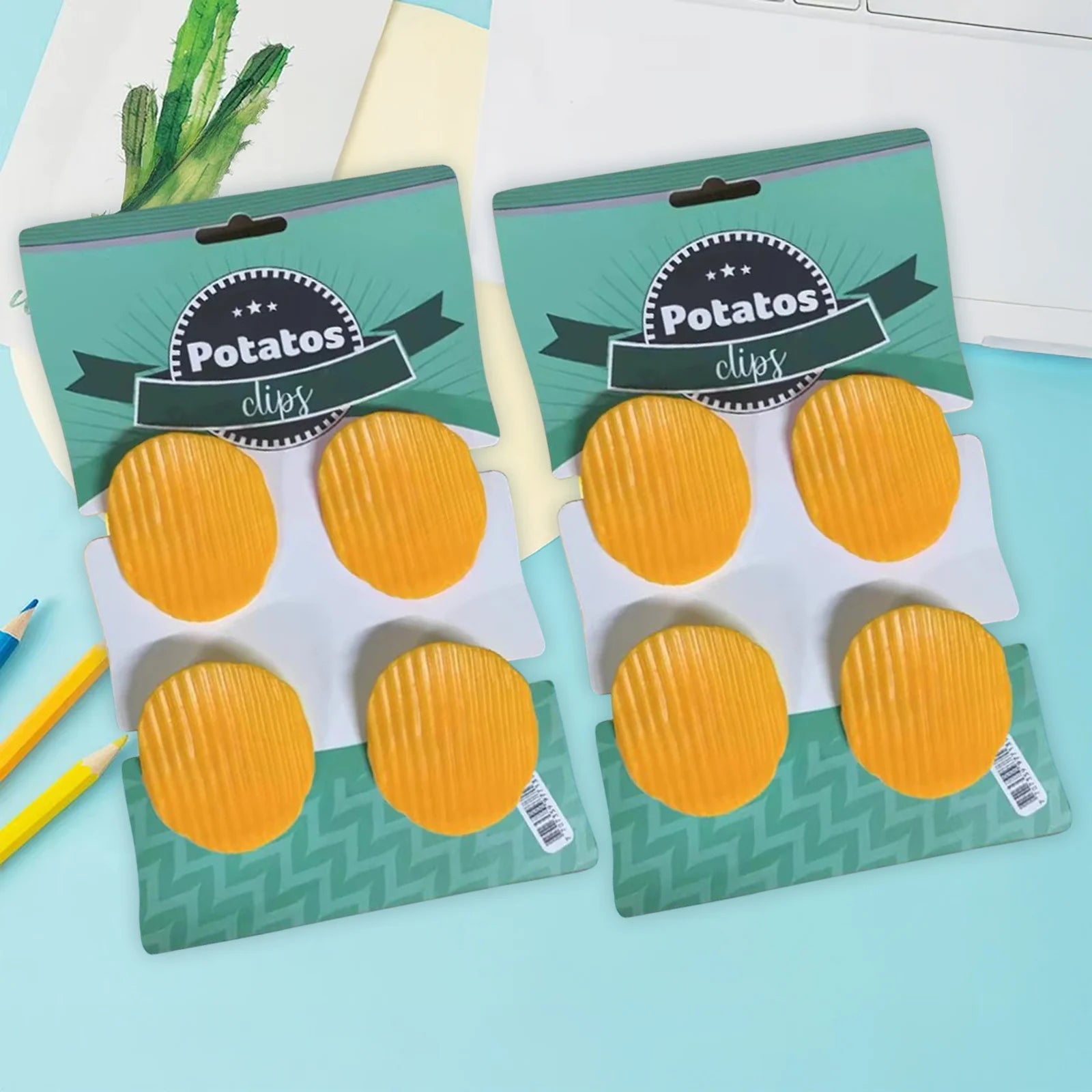 4PCS Chip-Shaped Food Bag Clip Versatile Fresh-Keeping Sealed Clip for Snack Bags Bills Documents Durable Fun Kitchen Organizers