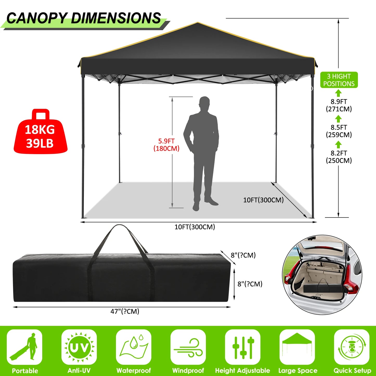10x10FT Pop Up Canopy Tent