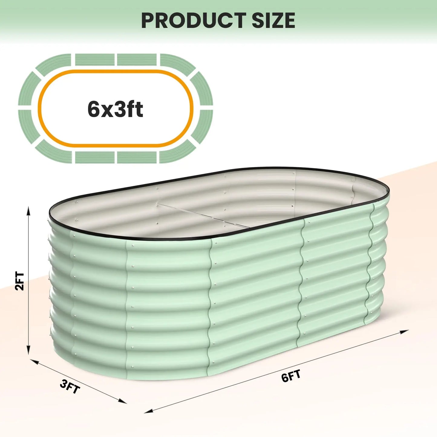 2-Pack Oval Galvanized Steel Raised Garden Bed