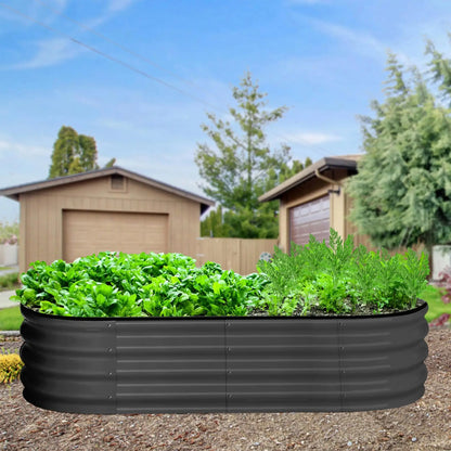 2-Pack Oval Galvanized Steel Raised Garden Bed