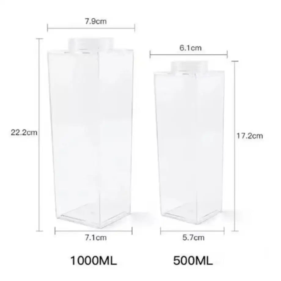 1 Pcs 500/1000ml Hot Selling Creative Milk Box Transparent Water Cup Fresh And Convenient Cup Simple Plastic Cup Milk Cup