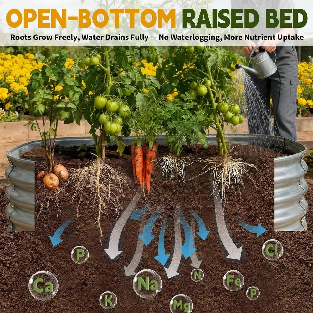 Outdoor Galvanized Metal Raised Garden Bed, 4x2x1ft, Large Planter Box for Vegetables, Fruits, Easy Assembly with Wing Nuts, Sil