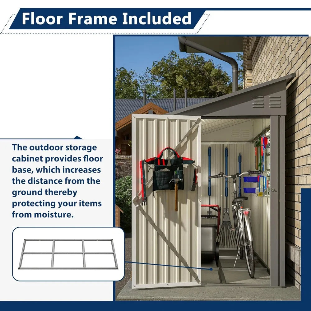Shed Lean to Storage Shed, Outdoor 4' x 8' Metal Wall Side Storage Shed
