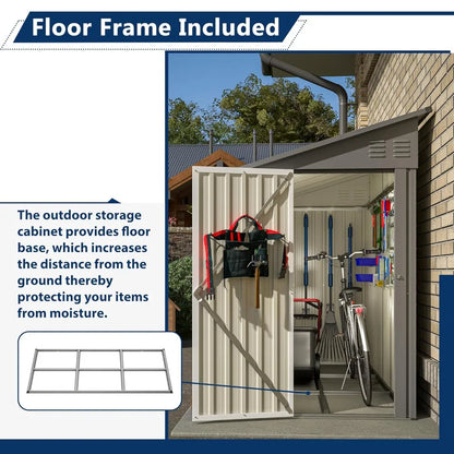 Shed Lean to Storage Shed, Outdoor 4' x 8' Metal Wall Side Storage Shed
