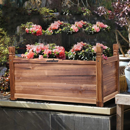 Wood Planter Box Outdoor Raised Garden Planter Bed for Flowers Vegetables