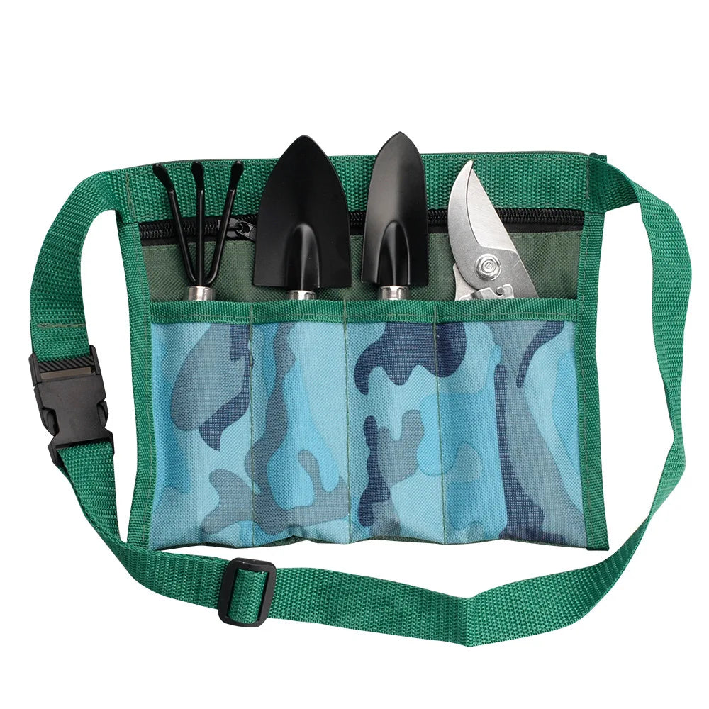 4-piece gardening tool set, including potted plants, soil filling, pruning, vegetable planting, weeding, and planting tools.