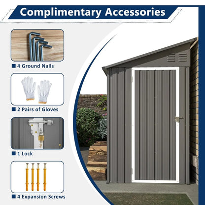 Shed Lean to Storage Shed, Outdoor 4' x 8' Metal Wall Side Storage Shed