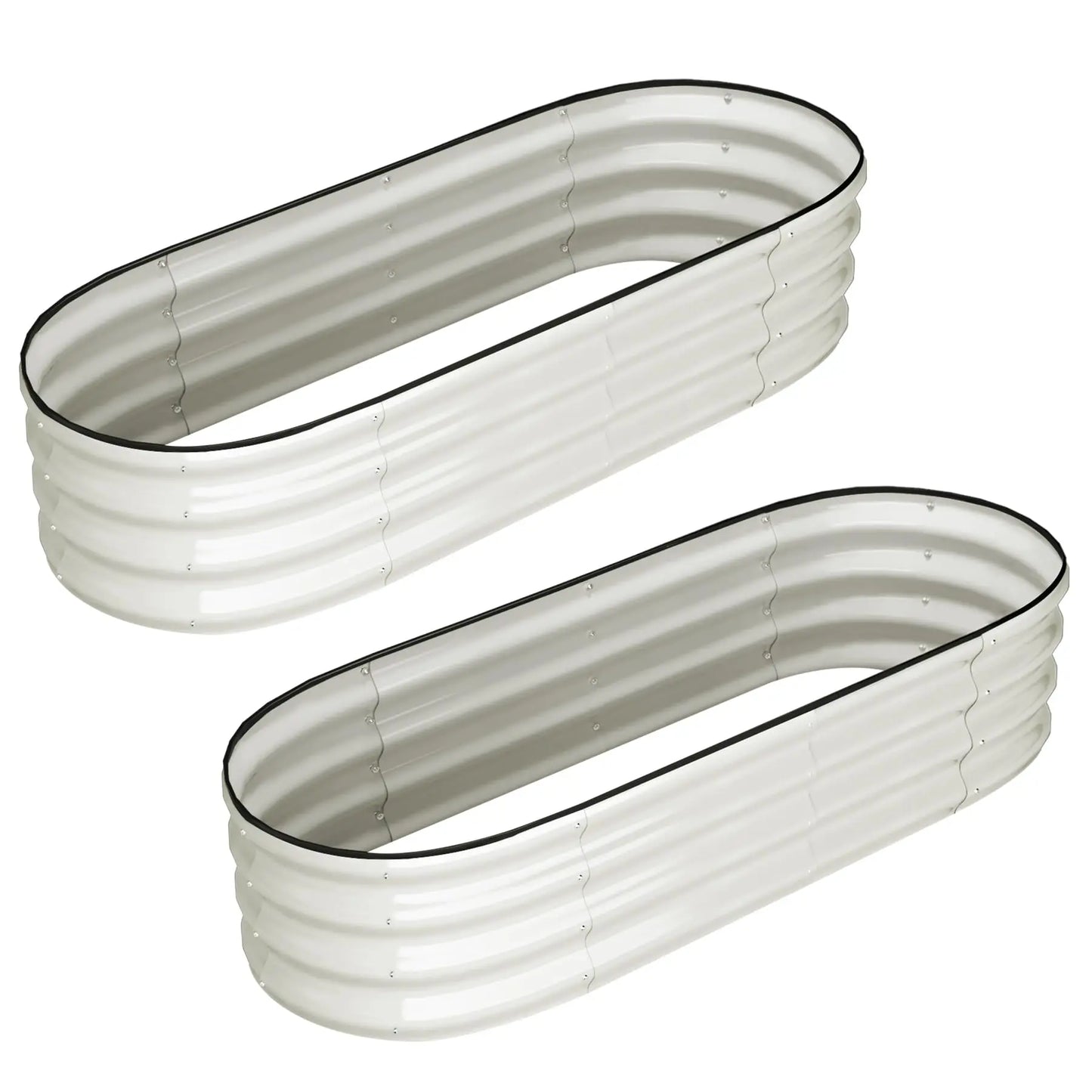 2-Pack Oval Galvanized Steel Raised Garden Bed