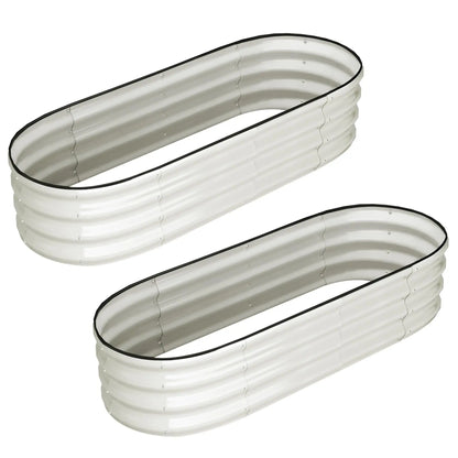2-Pack Oval Galvanized Steel Raised Garden Bed