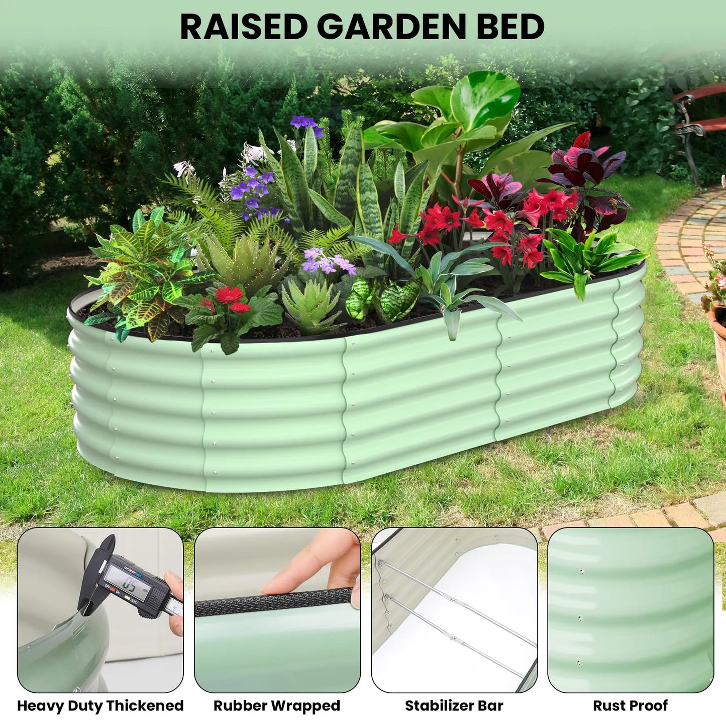 2-Pack Oval Galvanized Steel Raised Garden Bed