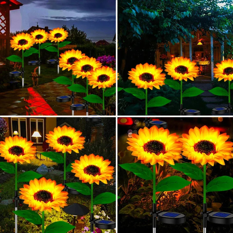 Solar Sunflower Lawn Lights Decor Outdoor Flower Garden Stake Lights for Patio Yard Pathway Party Housewarming Gift