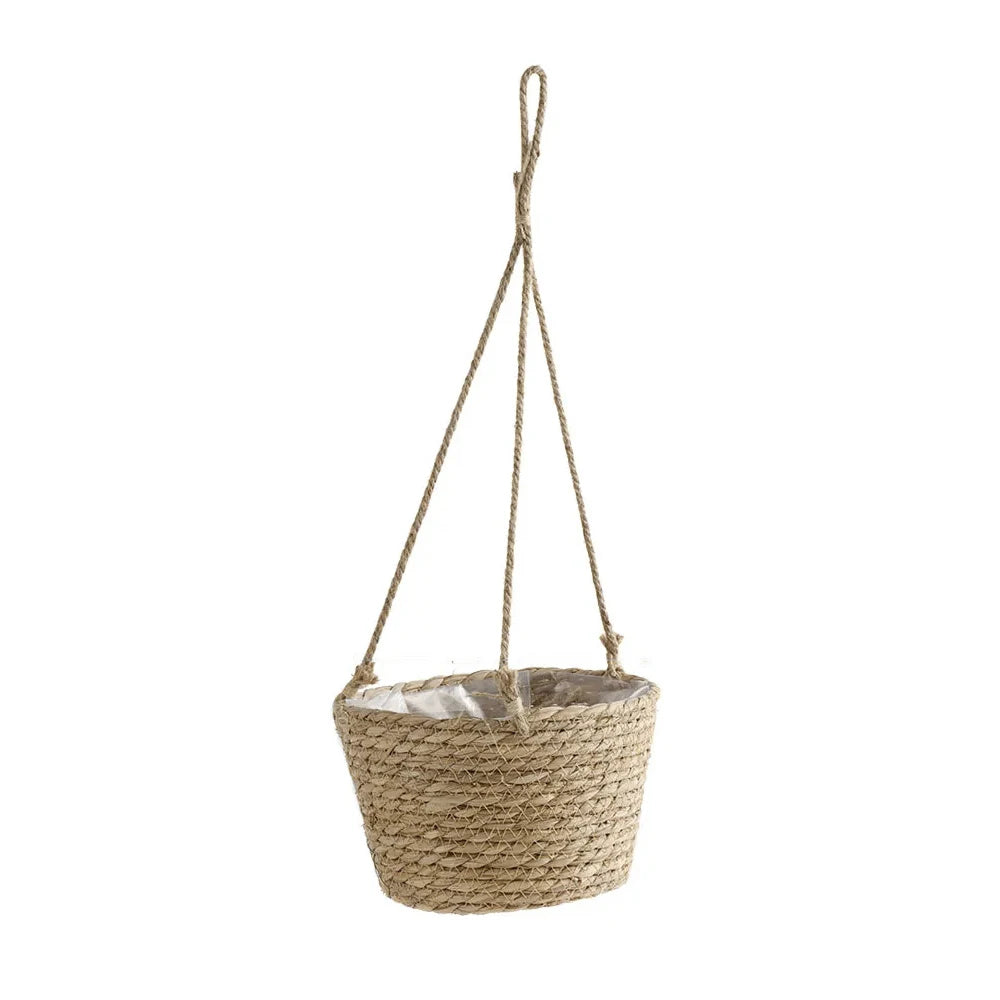 1PC Straw Hanging Basket Planter