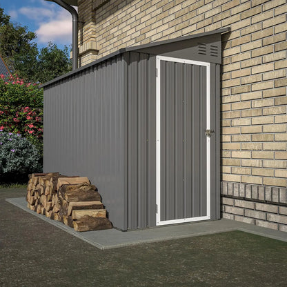 Shed Lean to Storage Shed, Outdoor 4' x 8' Metal Wall Side Storage Shed