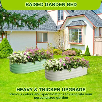 2-Pack Oval Galvanized Steel Raised Garden Bed