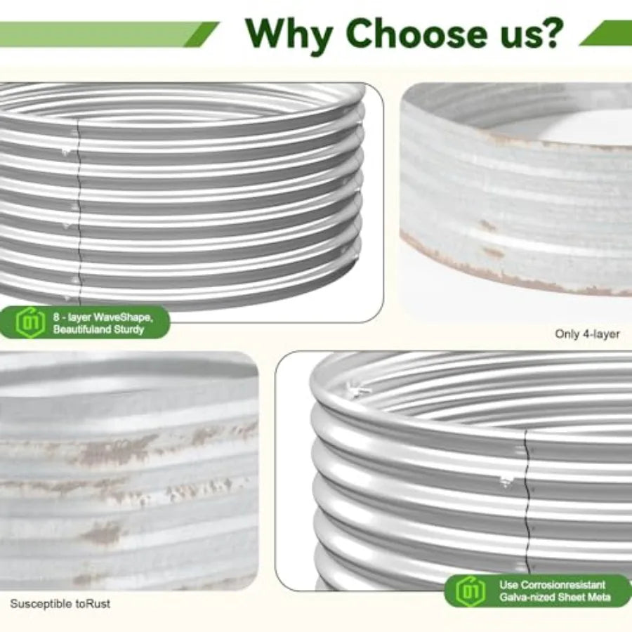 4 Pack 2x2FT Round Raised Beds