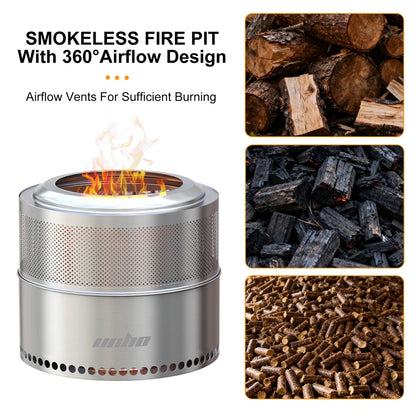 19 Inch Smokeless Fire Pit for Outdoor Wood Burning