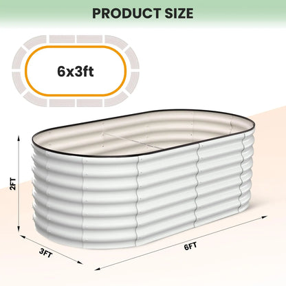 2-Pack Oval Galvanized Steel Raised Garden Bed