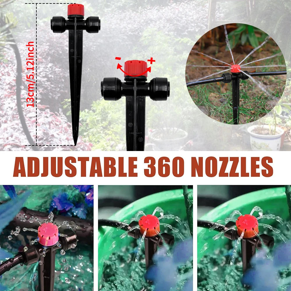 Garden Watering System, Quick-Connect Drip Irrigation Kit, DIY Automatic Irrigation Equipment Set for Lawn Raised Bed Greenhouse