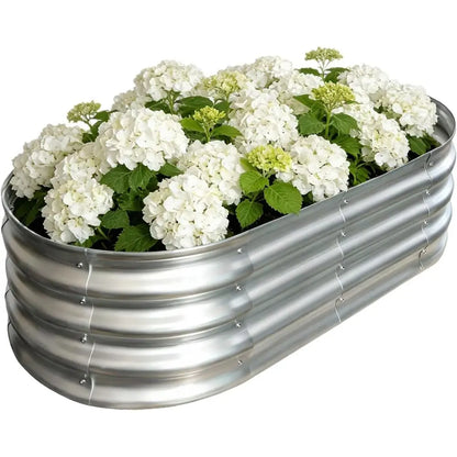 Outdoor Galvanized Metal Raised Garden Bed, 4x2x1ft, Large Planter Box for Vegetables, Fruits, Easy Assembly with Wing Nuts, Sil