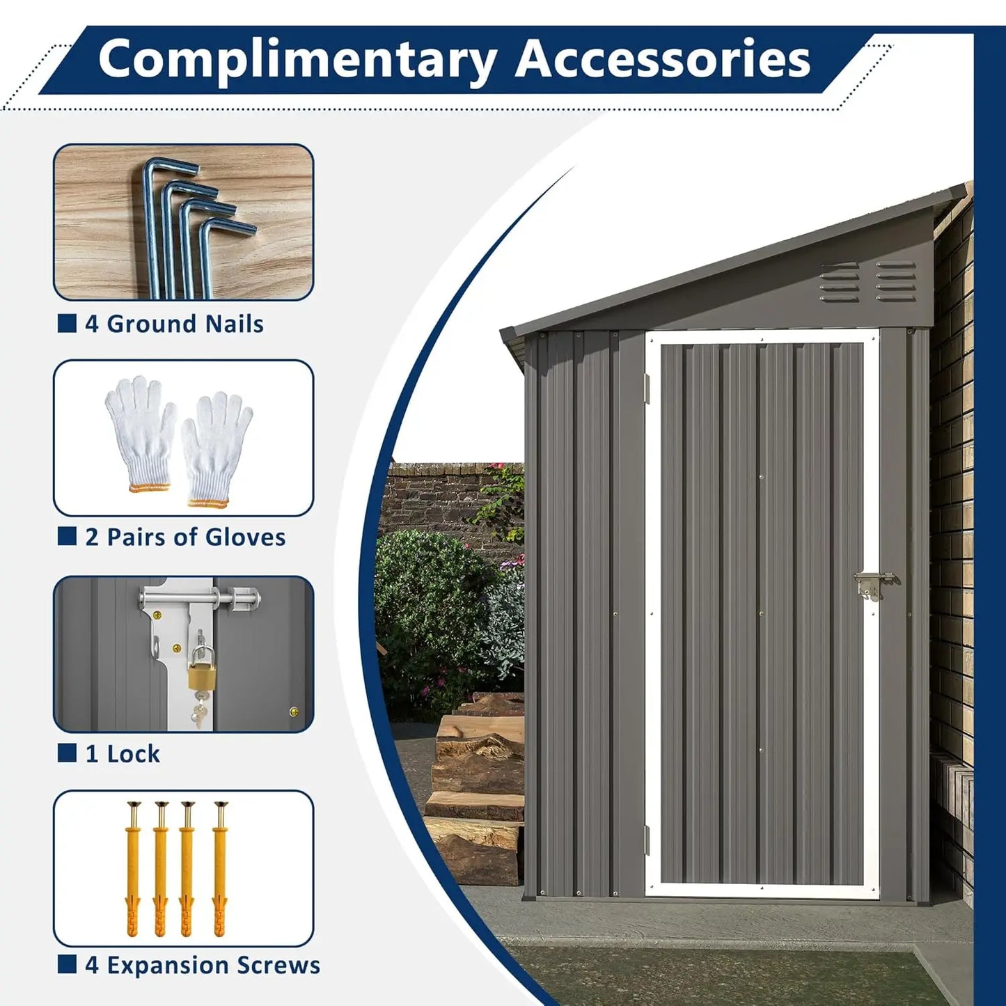 Shed Lean to Storage Shed, Outdoor 4' x 8' Metal Wall Side Storage Shed