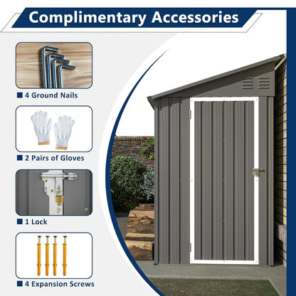 Shed Lean to Storage Shed, Outdoor 4' x 8' Metal Wall Side Storage Shed