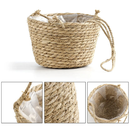 1PC Straw Hanging Basket Planter