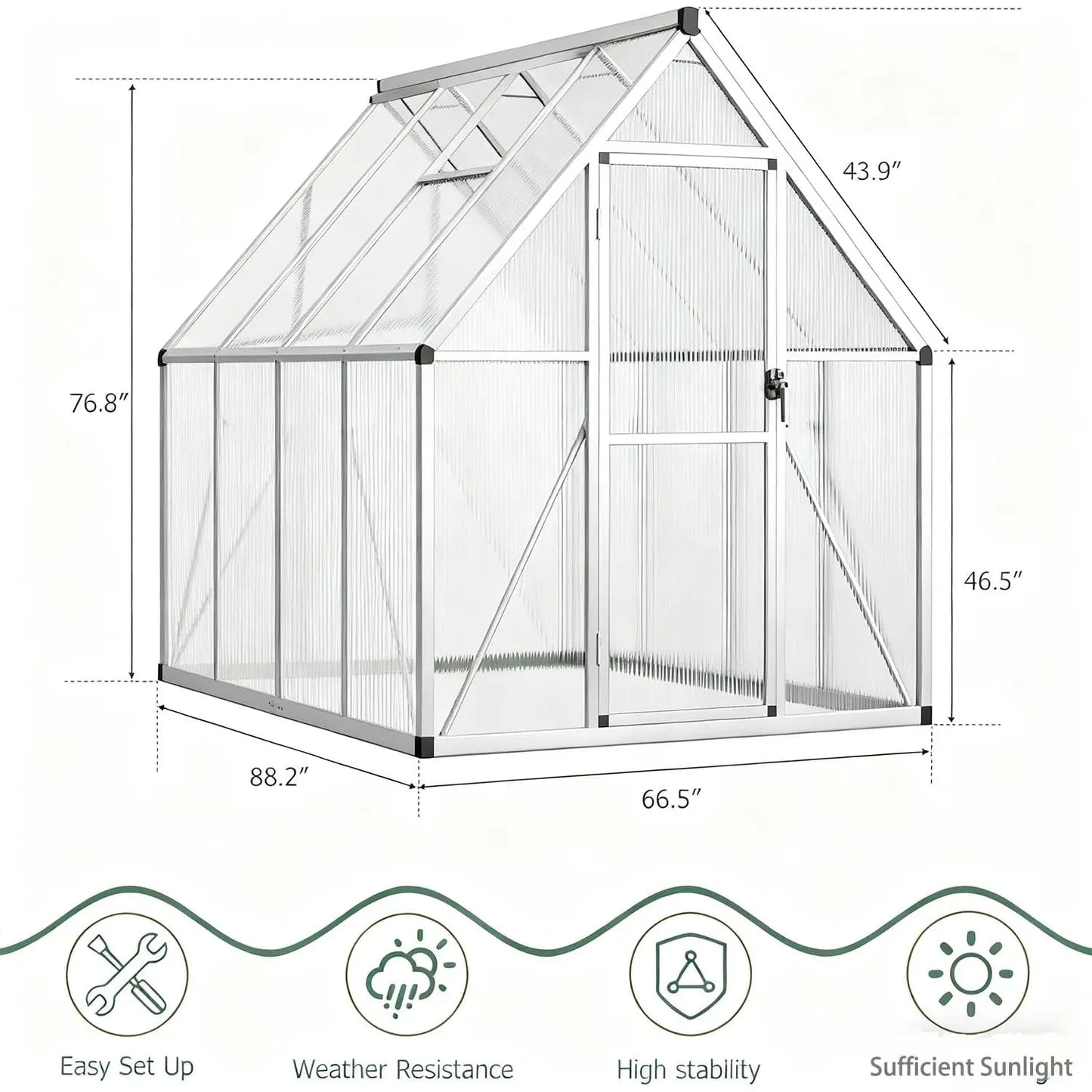 6x7FT Polycarbonate Greenhouse Kit