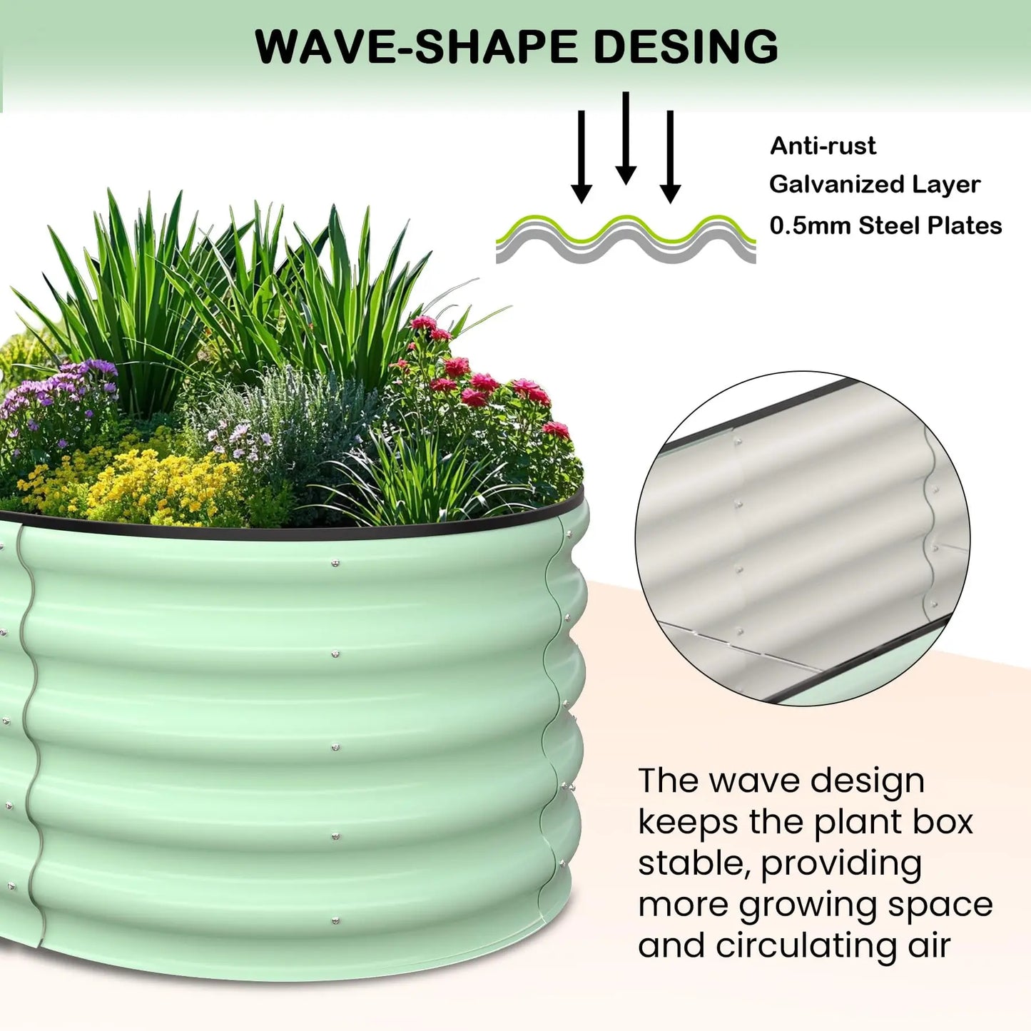 2-Pack Oval Galvanized Steel Raised Garden Bed