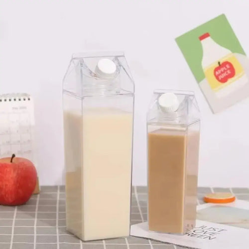 1 Pcs 500/1000ml Hot Selling Creative Milk Box Transparent Water Cup Fresh And Convenient Cup Simple Plastic Cup Milk Cup