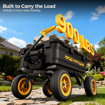 10in NO-FLAT TIRES 900lb Heavy-Duty Garden Dump Cart