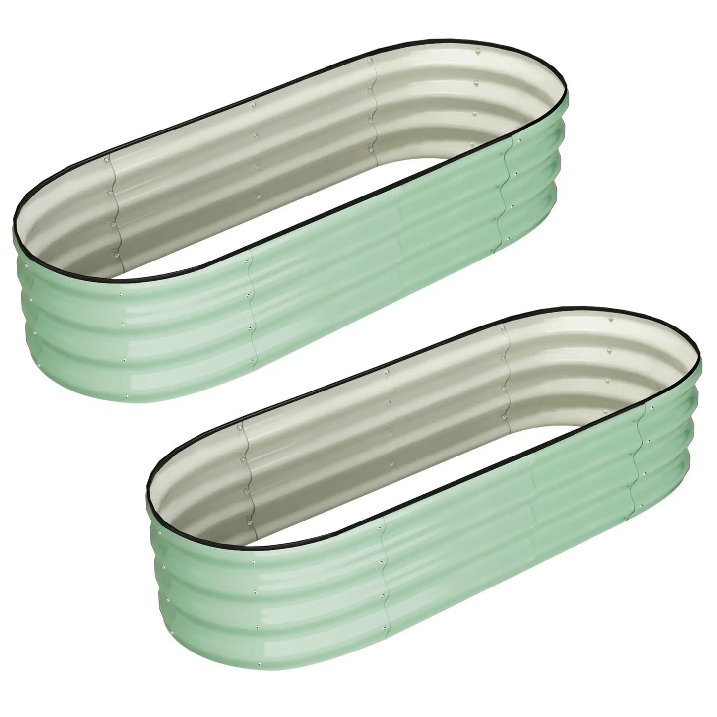 2-Pack Oval Galvanized Steel Raised Garden Bed
