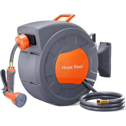 Retractable Garden Hose Reel 1/2 In x 100 FT Wall Mounted