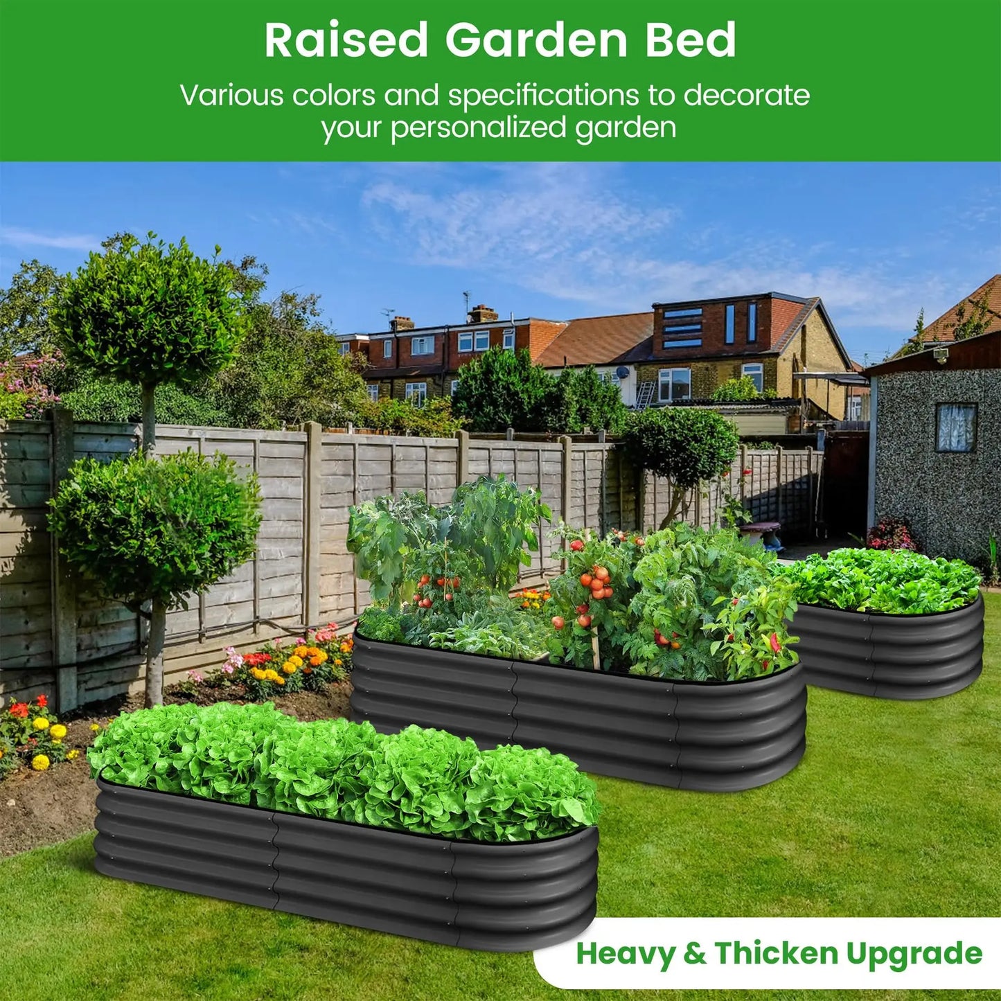 2-Pack Oval Galvanized Steel Raised Garden Bed