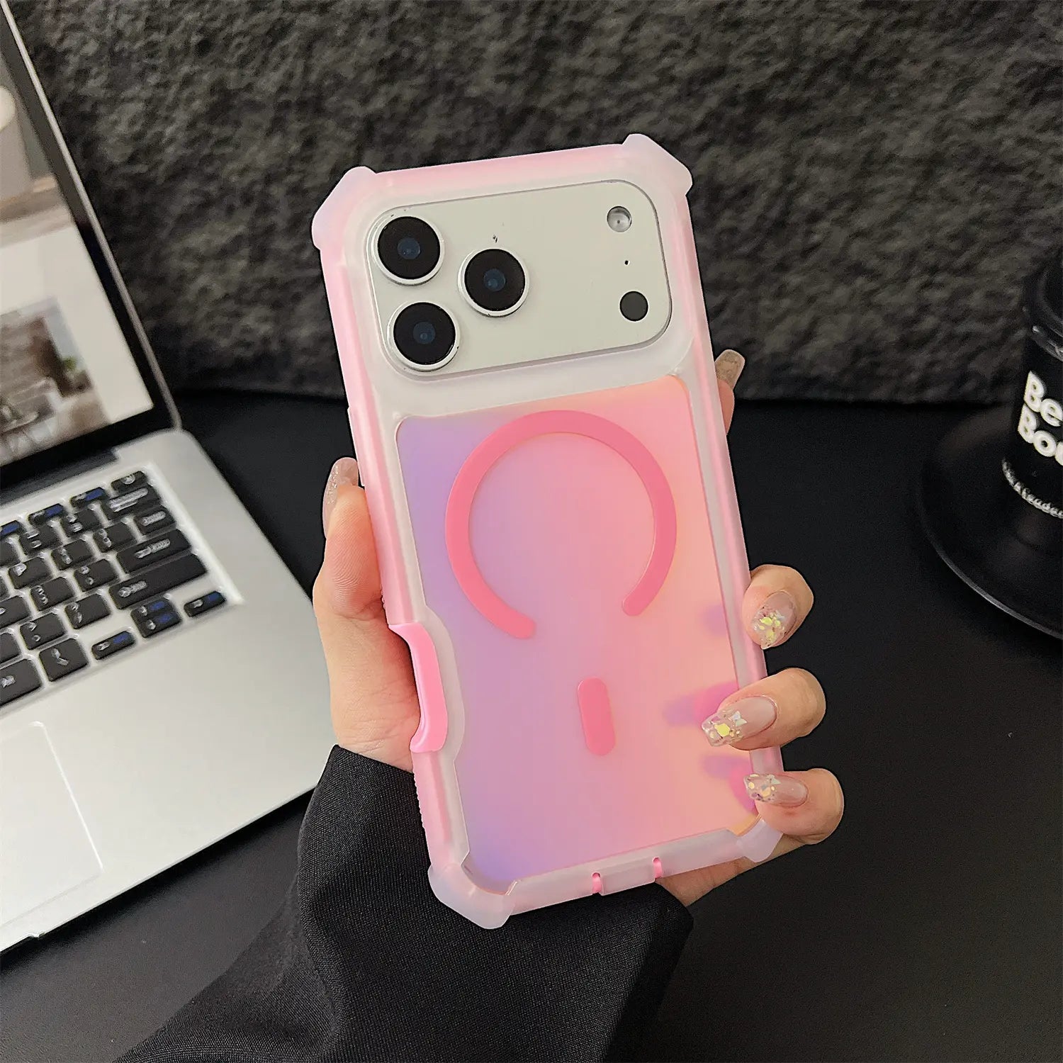 Elevate Your Style with the HOTSIAD Iridescent Laser Fluorescent Phone Case - Shockproof, Anti-Slip, and MagSafe Compatible for iPhone 17, 16 Pro Max, 15, 14, 13 Pro Max