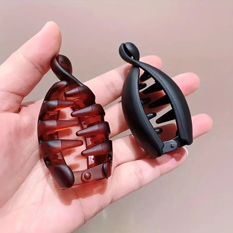 Elevate Your Style with Our Women's 4 Non-Slip Banana Hair Clips - Vintage Oval Leopard Print, Amber & Black - Perfect for Chic Ponytails and Elegant Buns