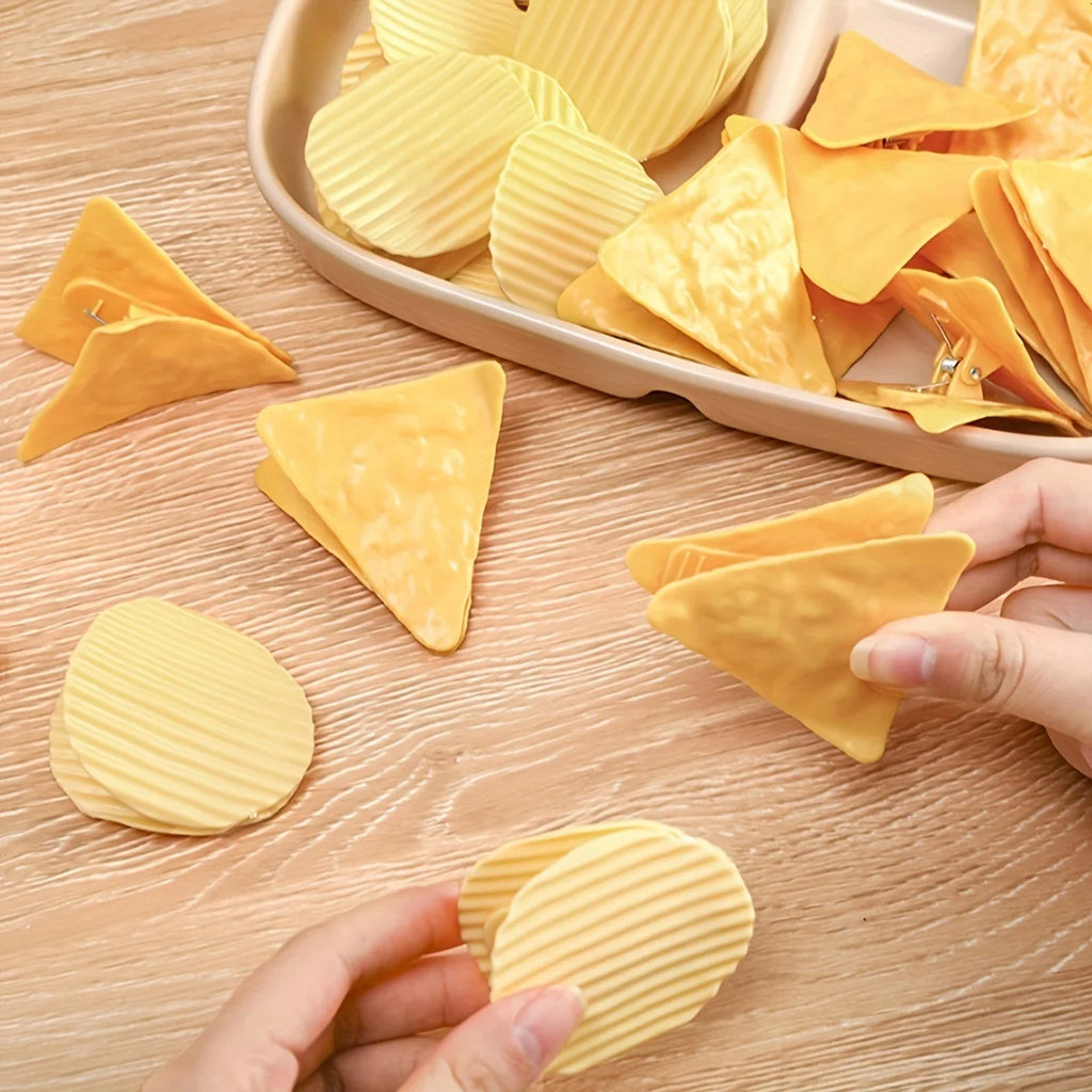 4PCS Chip-Shaped Food Bag Clip Versatile Fresh-Keeping Sealed Clip for Snack Bags Bills Documents Durable Fun Kitchen Organizers