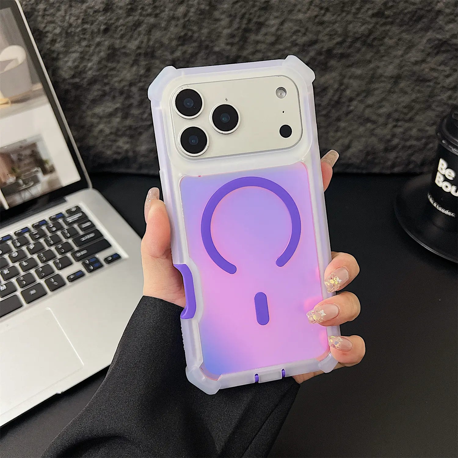 Elevate Your Style with the HOTSIAD Iridescent Laser Fluorescent Phone Case - Shockproof, Anti-Slip, and MagSafe Compatible for iPhone 17, 16 Pro Max, 15, 14, 13 Pro Max